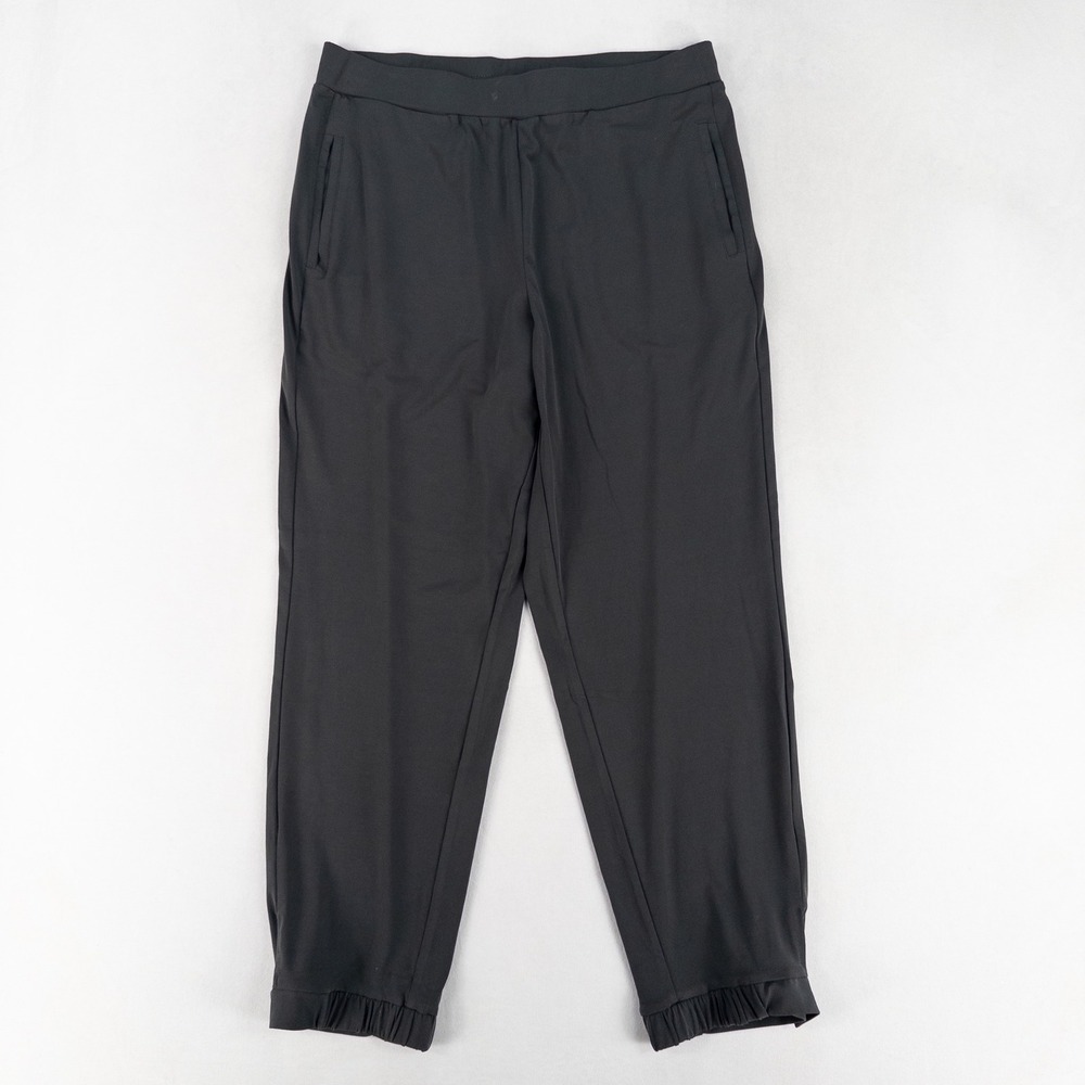 Susan Graver Womens Jogger Pants Medium Gray Elastic Waist Snap Cuff Everyday
